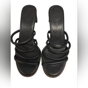 Freda Salvador Black Leather Sandals SZ 8 Made In Spain NEW